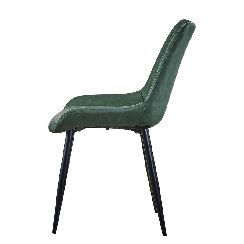 2x Green Dining Chairs Faux Leather/ PU Restaurant Dining Room Furniture Chair
