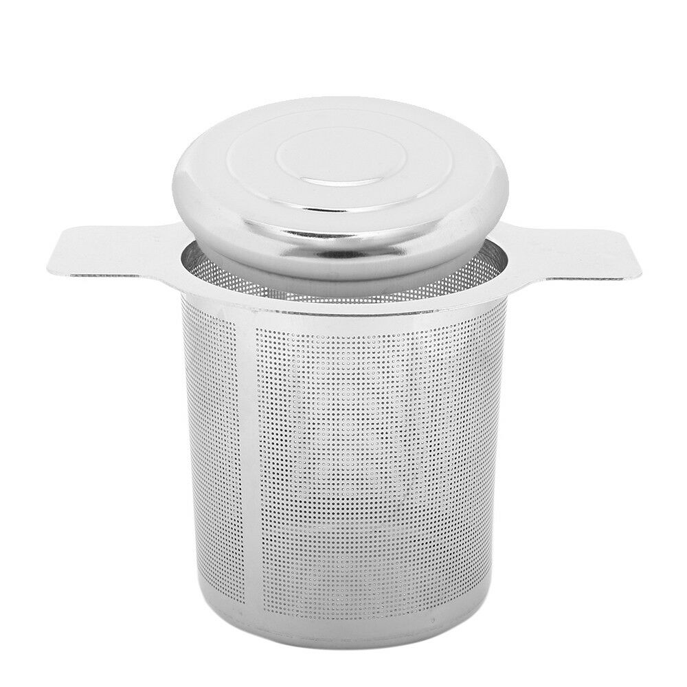 304 Stainless Steel Tea Infuser Mesh Strainer Lid Drip Tray Brew-in-Mug