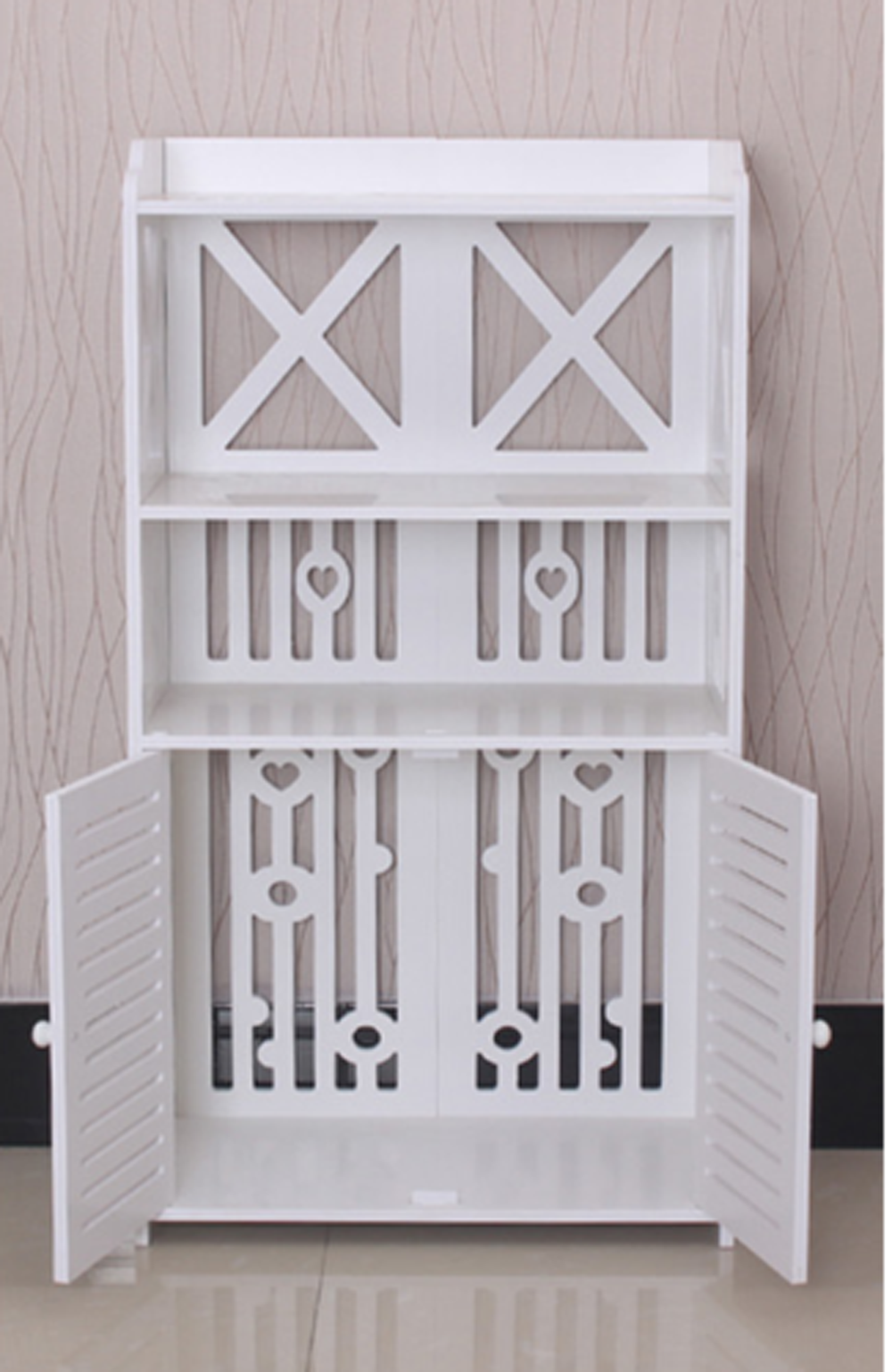 White Wood Bathroom Storage Cabinet Cupboard Bedroom Storage Unit Free Standing