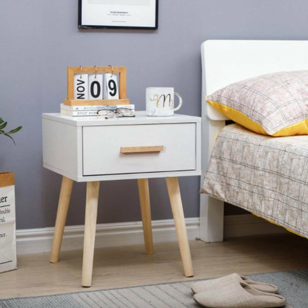 1 Drawer Wooden Bedside Table Cabinet Bedroom Furniture Storage Nightstand UK