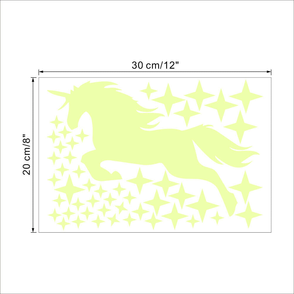 Unicorn Wall Stickers Kids Glow In The Dark Room Decor Decal Bedroom UK