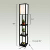 3-Tier Shelf Floor Lamp w/Shade Standing Light Open Shelves Storage Living Room