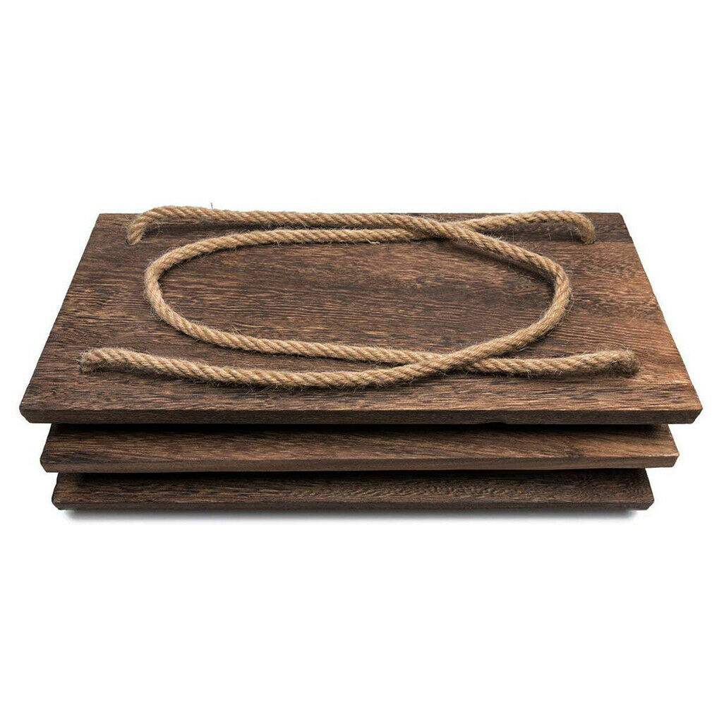 Nostalgic 3 Tier Shelf Wall Hanging Shelves Natural Rope Wooden Floating Shelves