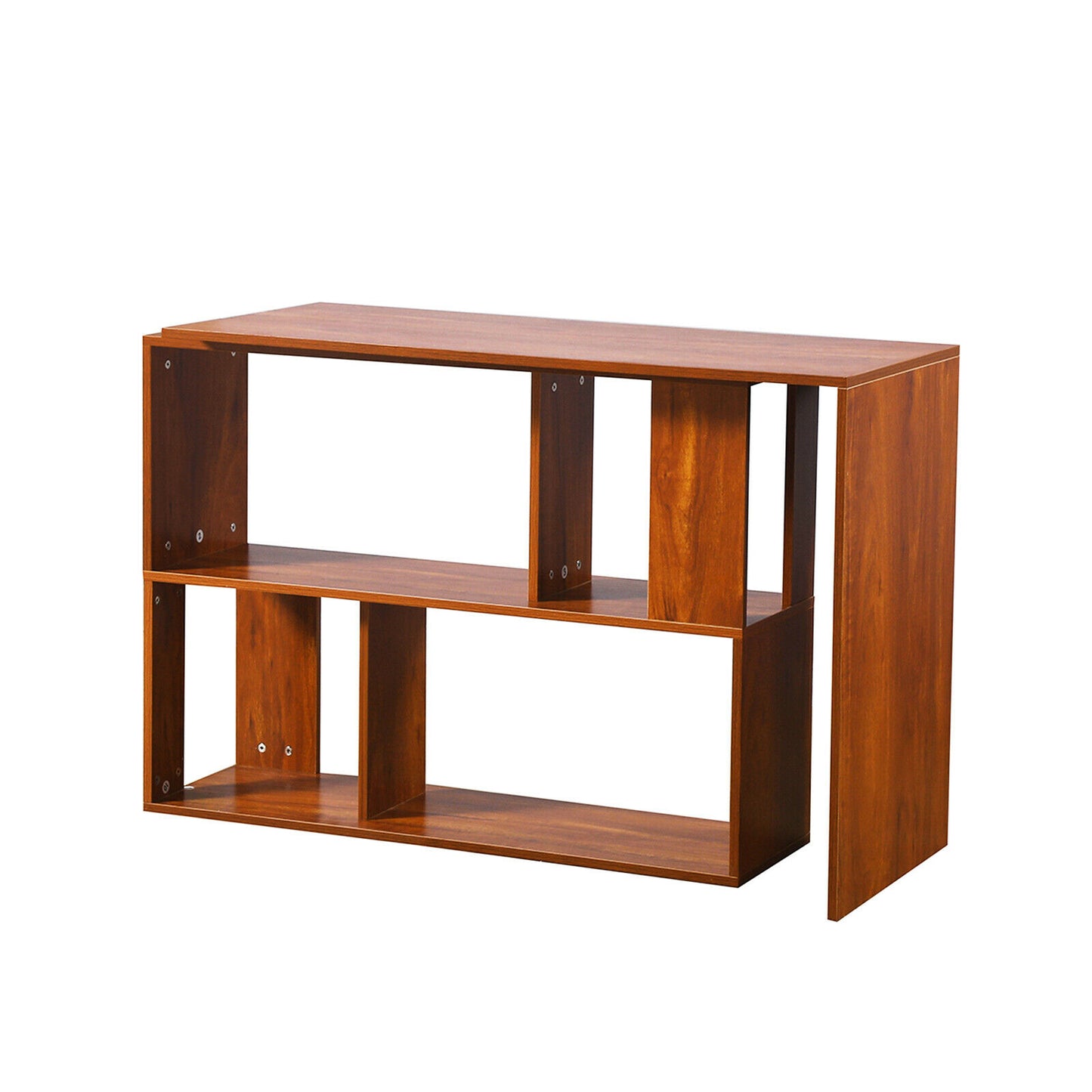 Brown L-shaped Computer Desk Corner PC Table Workstation Home Office w/ Shelves