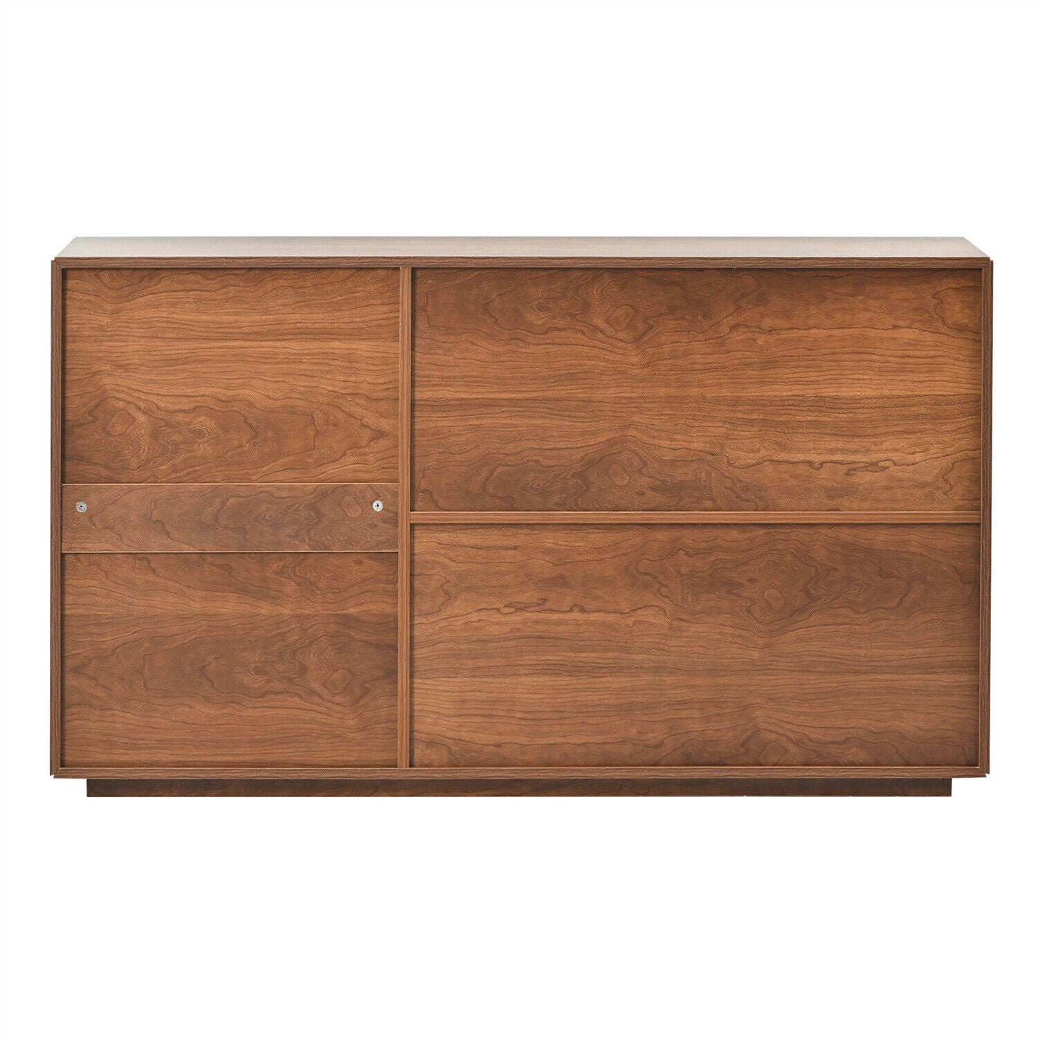 Wooden Rattan Sideboard Buffet Storage Cabinet Cupboard w/ 2 Doors 3 Drawers HT