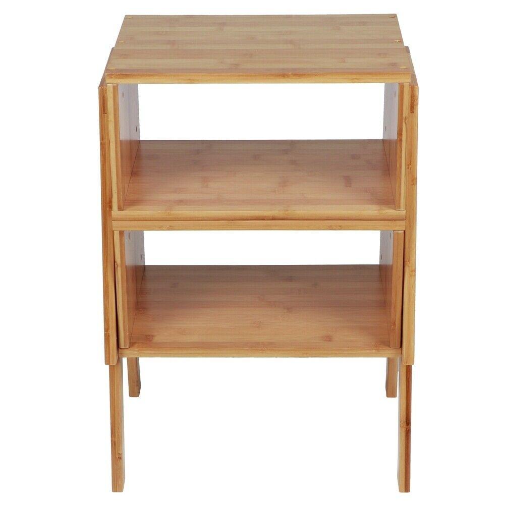 2 X Bedside Table Cabinet Side End Nightstand Storage Bedroom Furniture Bamboo