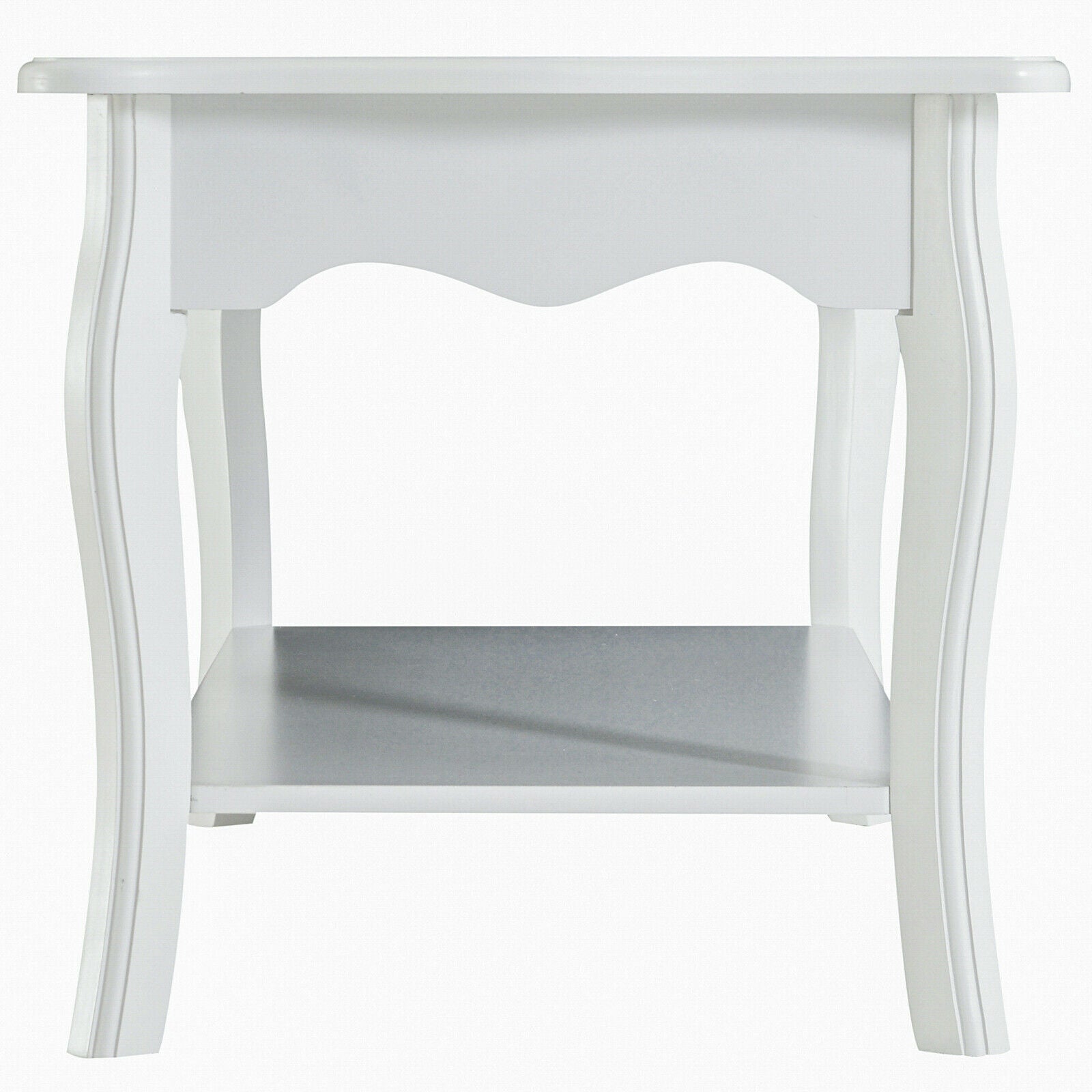 Wooden Coffee Tea Table Modern White Shelf Storage Living Room Home Furniture