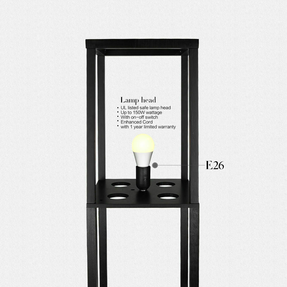 3-Tier Shelf Floor Lamp w/Shade Standing Light Open Shelves Storage Living Room