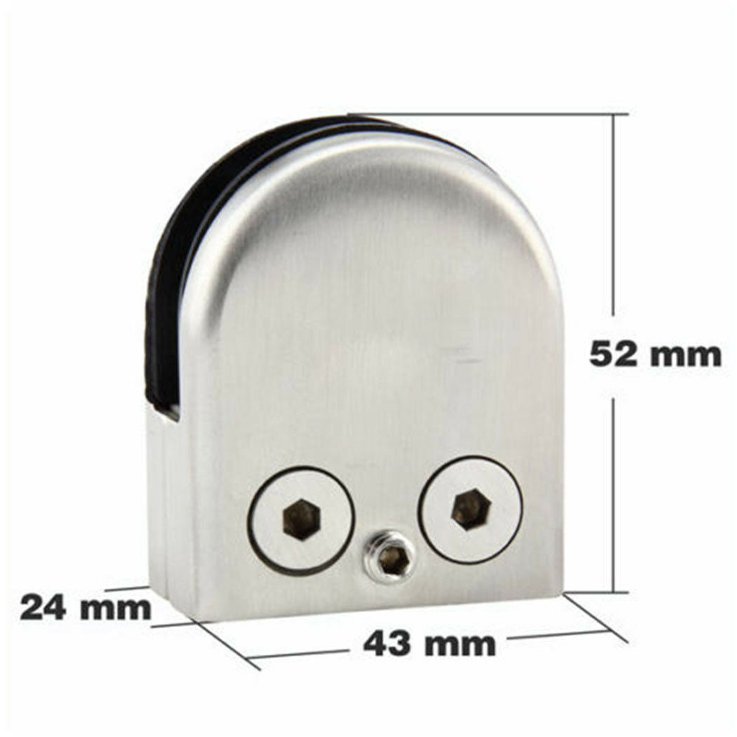 4/8/12X 304 Glass Clamp Clip Stainless Steel Flat Back Bracket Fr Stair Handrail