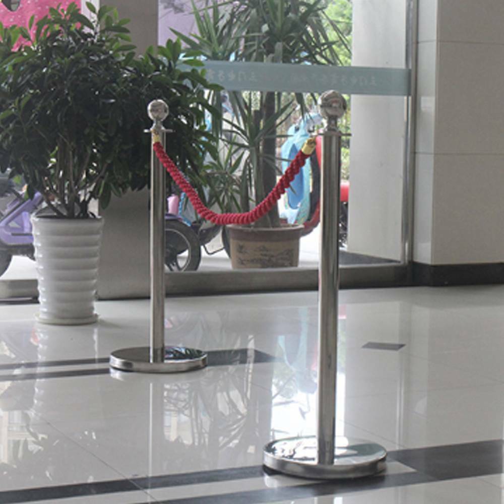 2pc Polished Steel Queue Rope Barrier Velvet Rope Stanchion Posts Stands 3 color