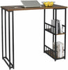 Bar Table Bistro Table MDF Metal Dining Table with 2-Tier Storage Rack Shelves