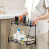 2 Tier Iron Rack Wire Basket Storage Container Desktop Shelf Kitchen Bathroom uk