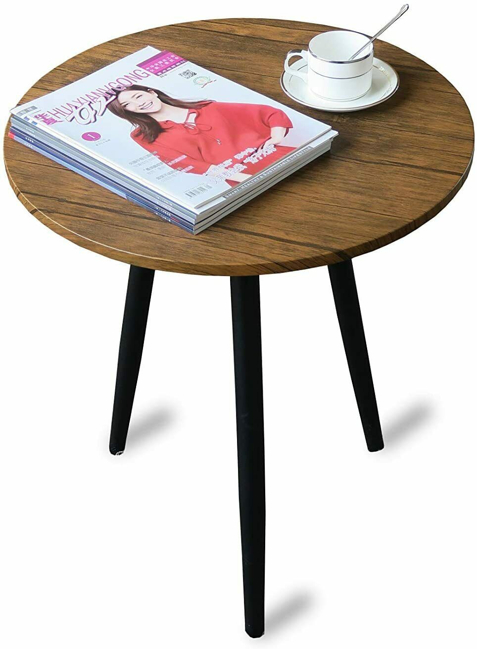 Coffee Side Table Round Wooden Coffee Table With Solid Metal Legs Furniture