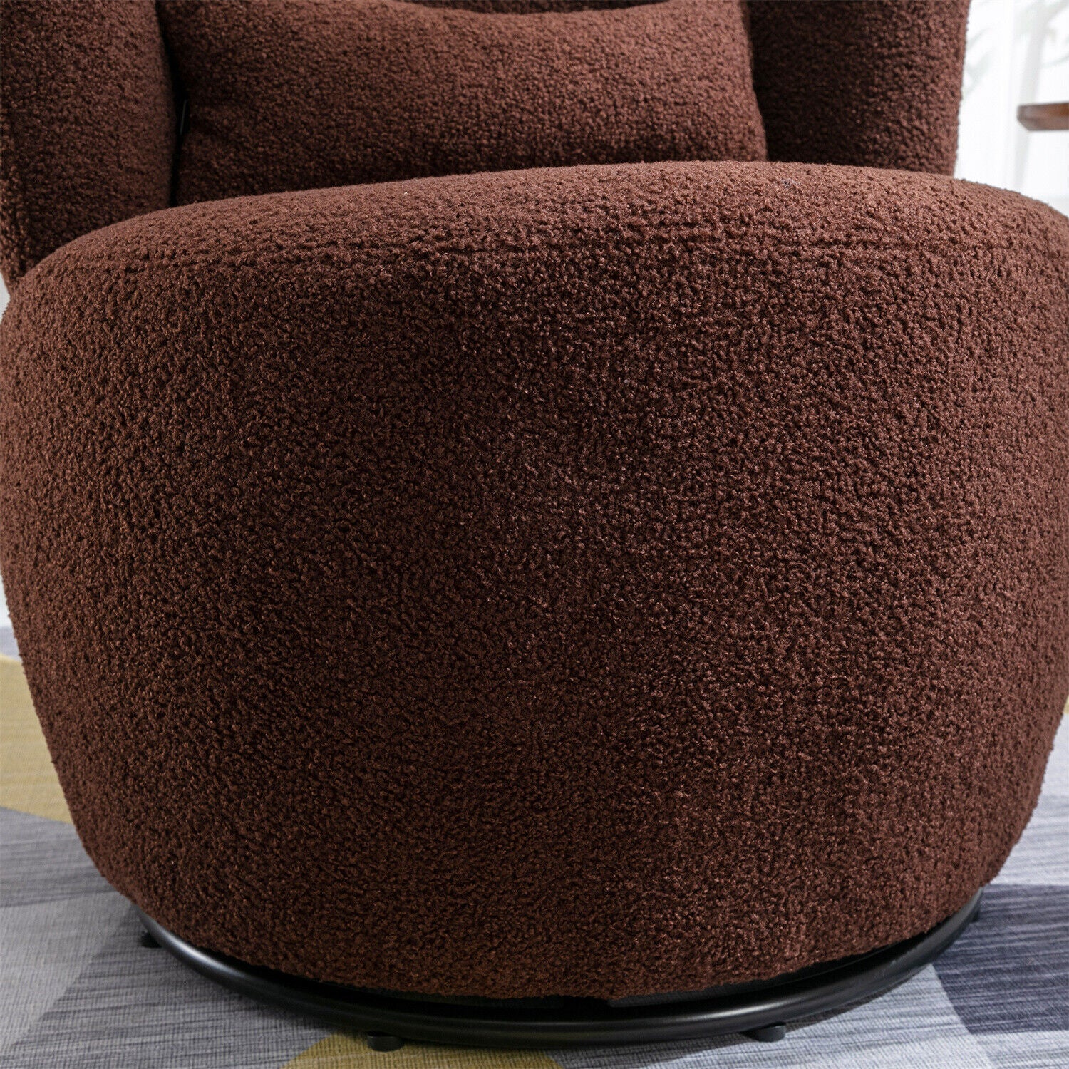 Swivel Tub Chair Teddy Fabric Accent Armchair Barrel Chairs Reading Chair HT