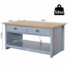 Coffee Table w/ 2 Drawers Open Display Wood Effect Tabletop Retro Style