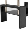 Tempered Glass Chrome Living Room Coffee Table, Black Modern Rectangle Tea Table