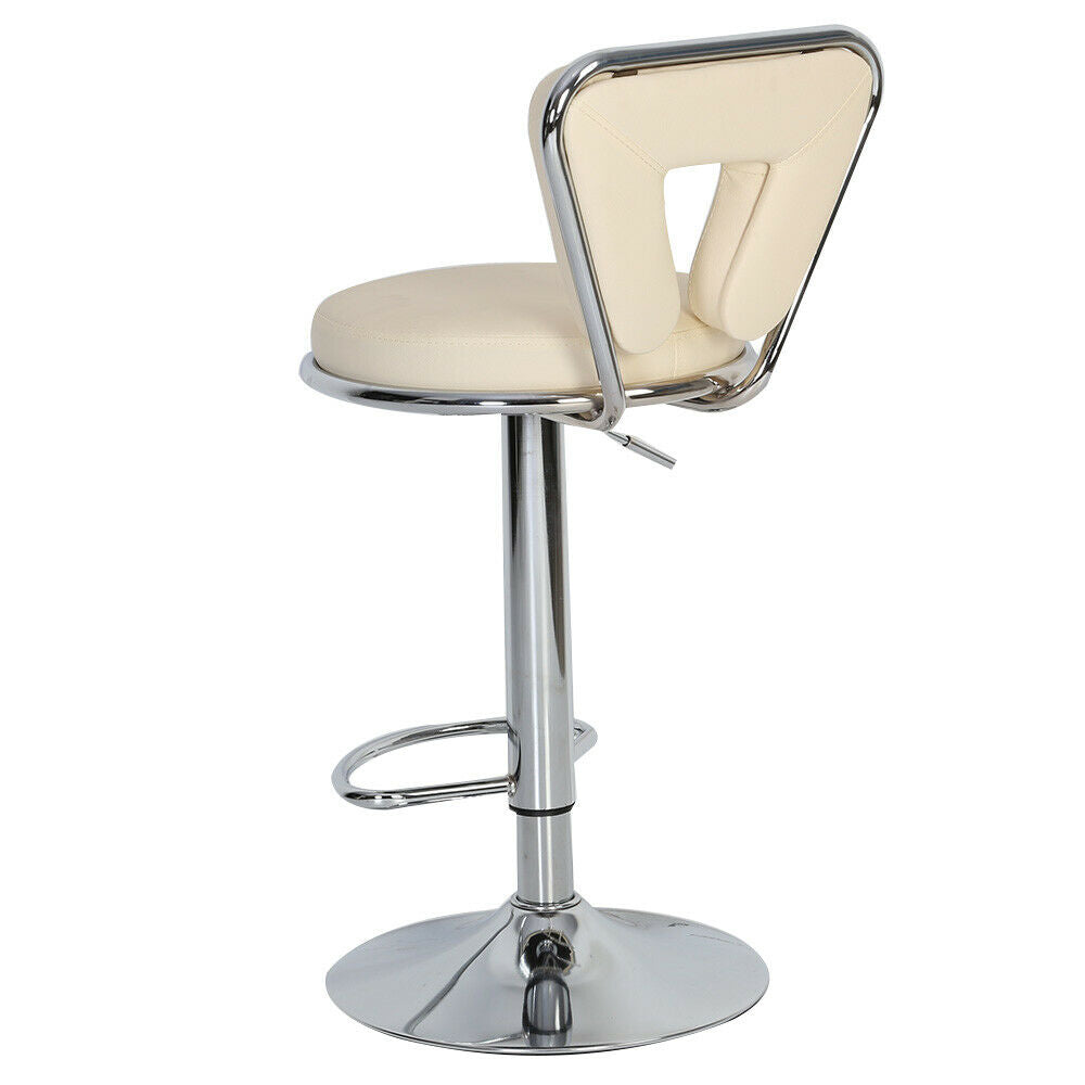 2× White Bar Stools Faux Leather Barstool Kitchen Pub Stool Breakfast Bar Chair