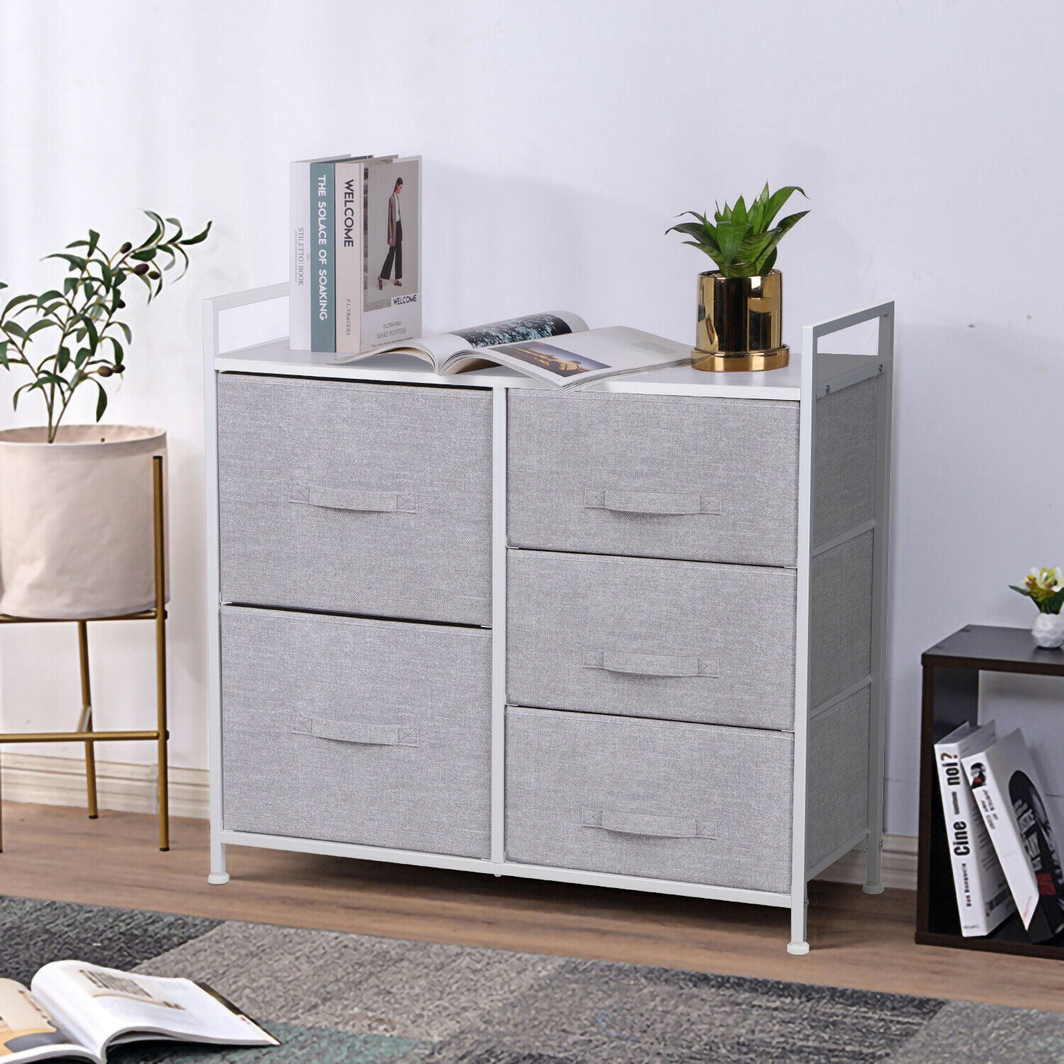 Fabric Cabinet Storage Unit Chest of Drawers Metal Frame Organiser Bedside Table