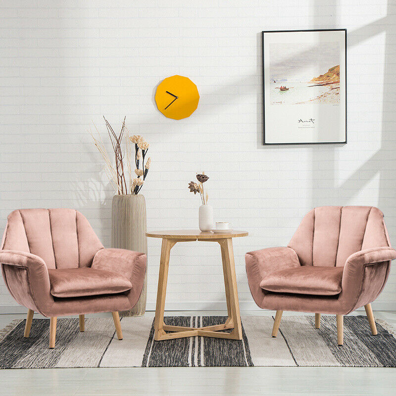 Blush Velvet Pink Sofa Chair Scalloped Cocktail Wing Back Tulip Seat Armchair