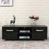TV Cabinet with 2 High Gloss Doors&2 Shelves Matt Body, White/Black