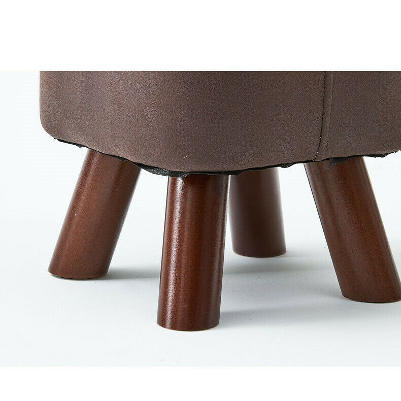 Small Footstools Ottoman Leather Foot Stool Rectangle Footrest Padded Seat Brown