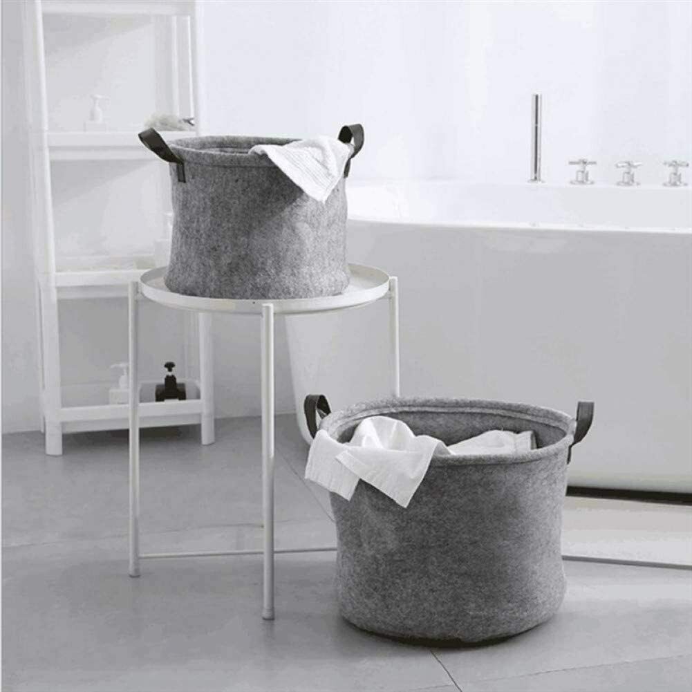 Grey Felt Storage Basket Bin with Handle Bedroom Closet Clothing Toy Storage UK