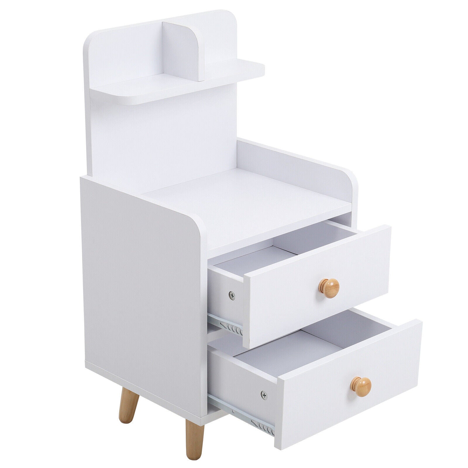 1/2 Drawer Bedside Table Cabinet Wooden Bedroom Nightstand with Display Shelf