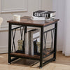 2 Tier Side End Table Industrial Rustic Wood Metal Bedside Nightstand Lamp Table