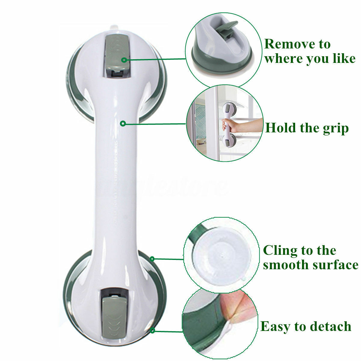 2x Safety Bathroom Aid Bath Shower Hand Grip Grab Suction Towel Rail Bar P3
