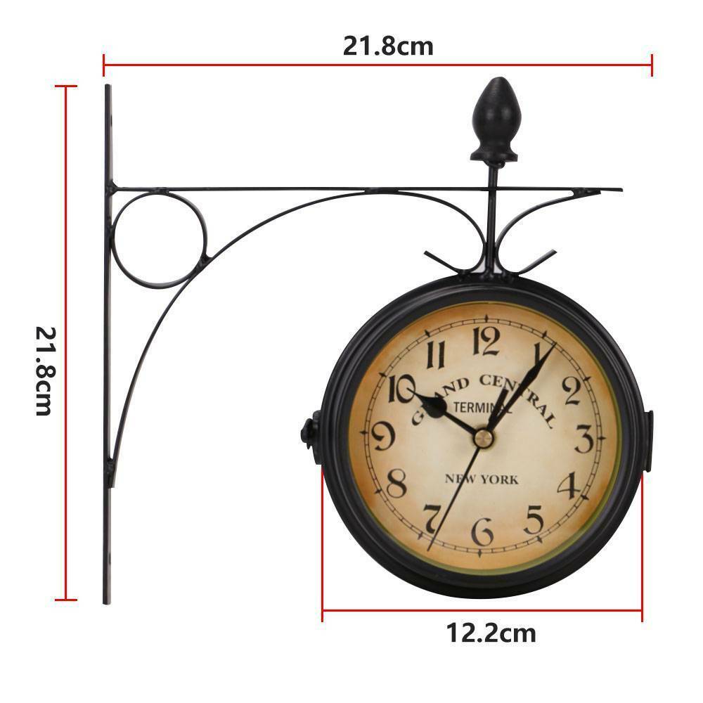 Classic Double-sided Outdoor Garden Paddington Station Wall Clock Iron Frame