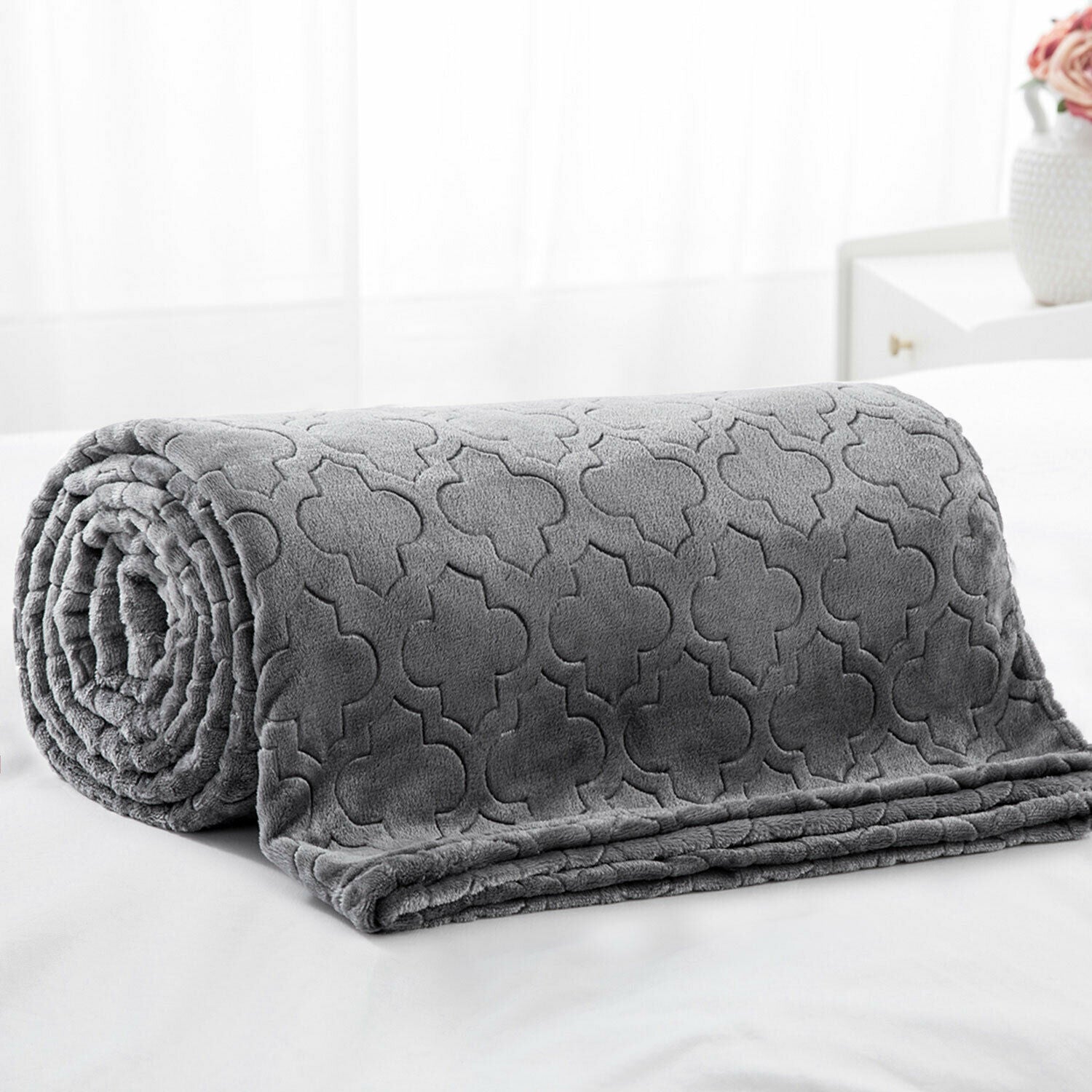 Heavy Snuggle Mink Throw Large Grey Double Bed Blanket Thick Warm Fleece Throw