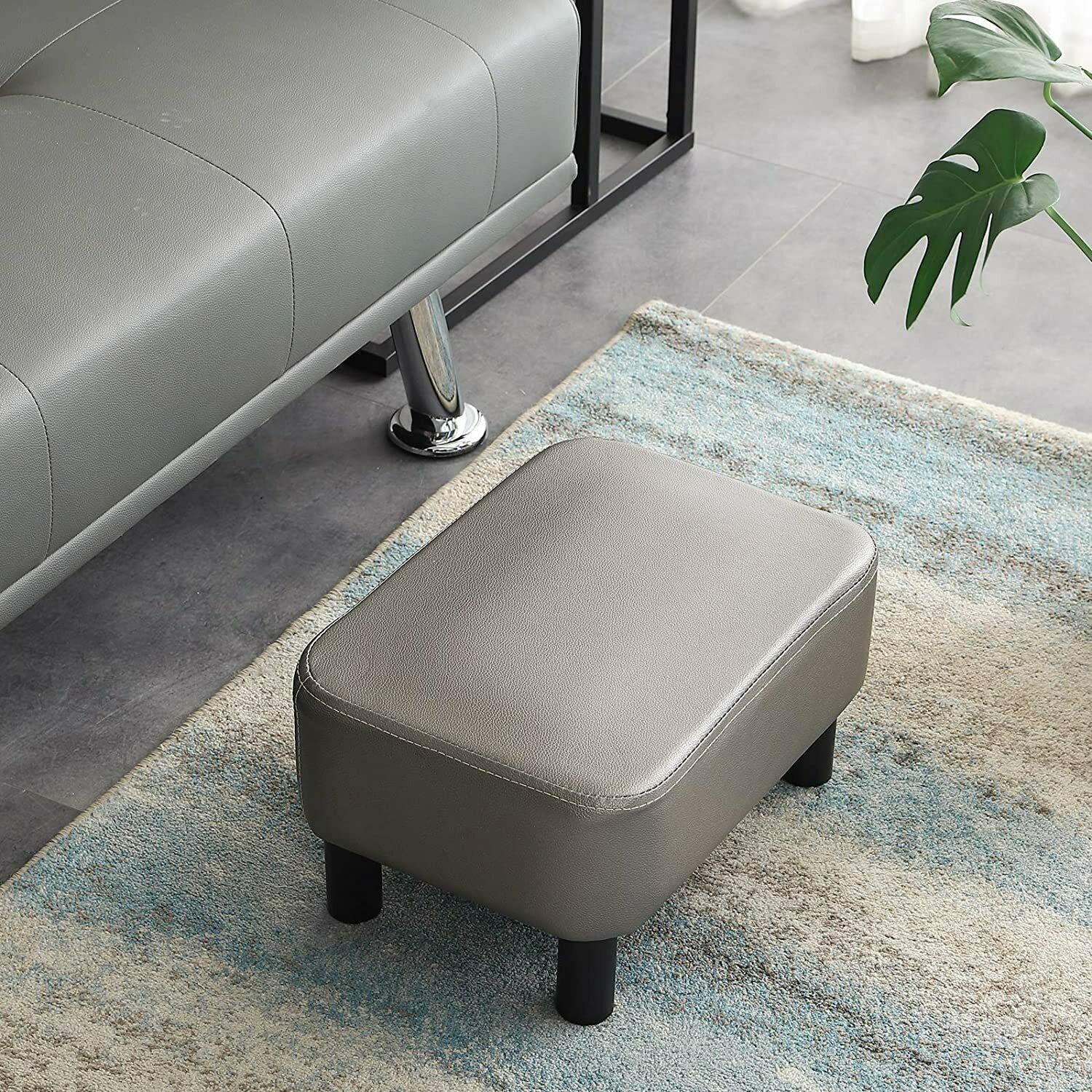 PU Leather Footstool Footrest Stool Pouffe Ottoman Footrest Gift for Parents