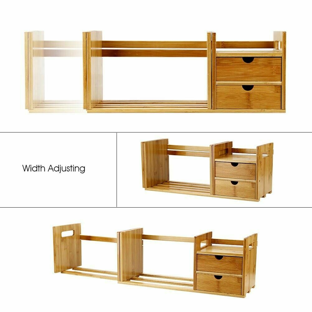 Desktop Bookshelf Extendable Display Shelf Rack Bookcase Office Desk Organizer