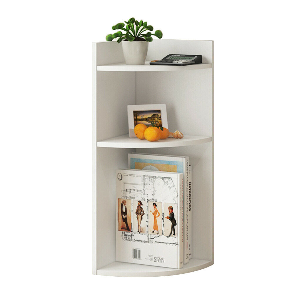 3 Tier Wall Corner Shelf Bookcase Shelf Storage Display Organizer Cabinet Unit