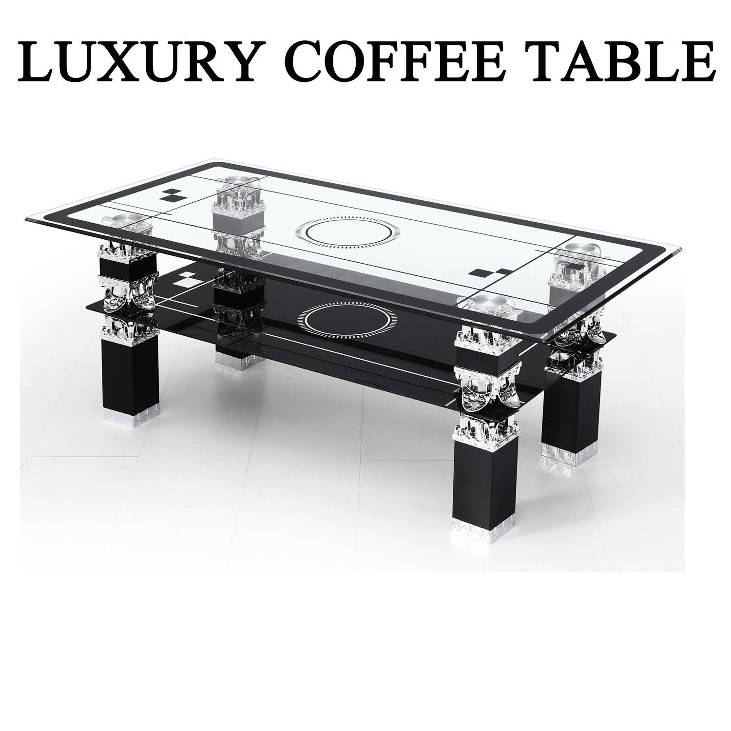 Lux Coffee Tables BlackWith Shelf Rectangle Modern Contemporary For Living Room