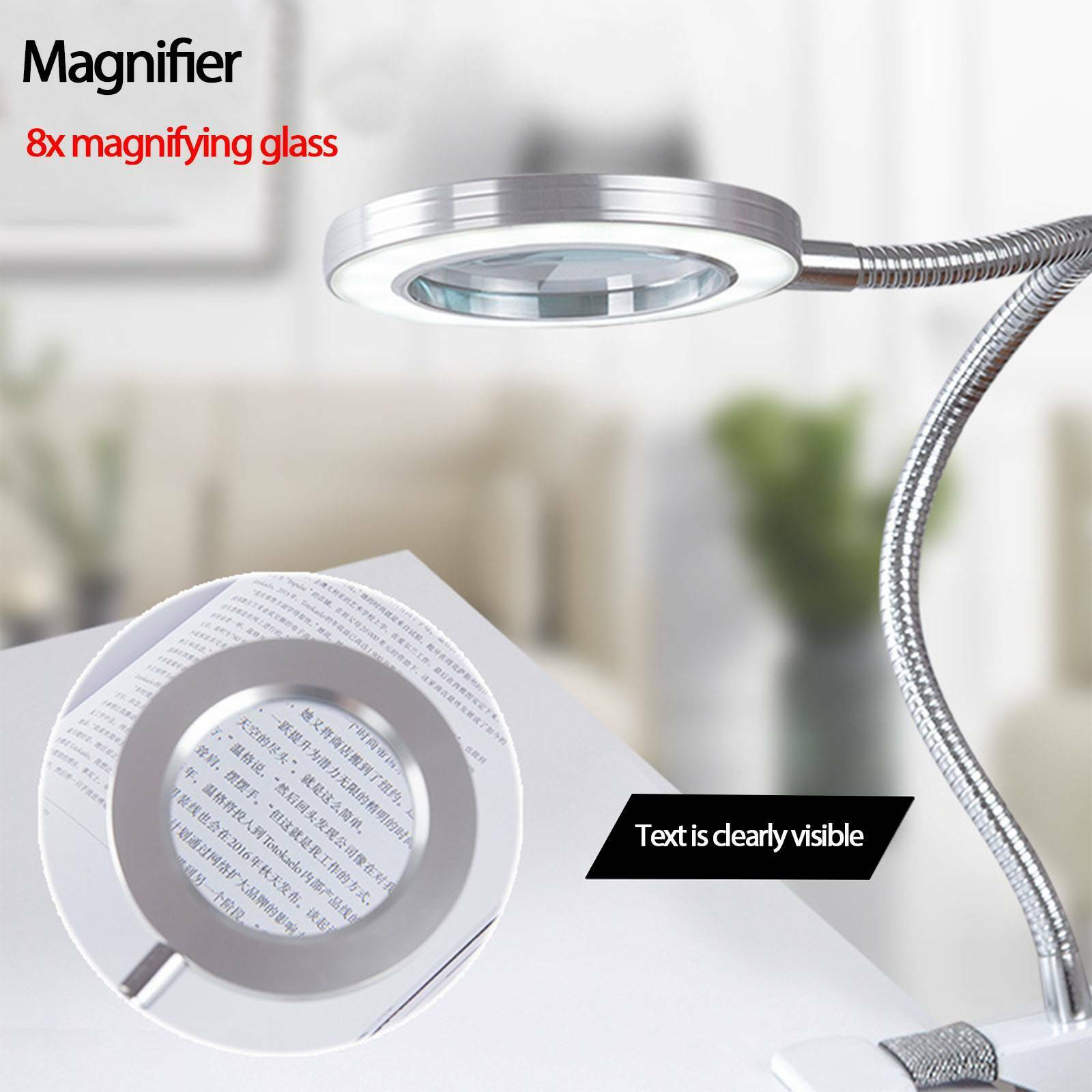 Desk Table Top 8x Magnifier Lamp Eyelash Beauty Nail Salon Tattoo White