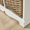 White Wooden 2 Drawer Chest Storage Unit Willow Wicker Baskets Organiser Hallway