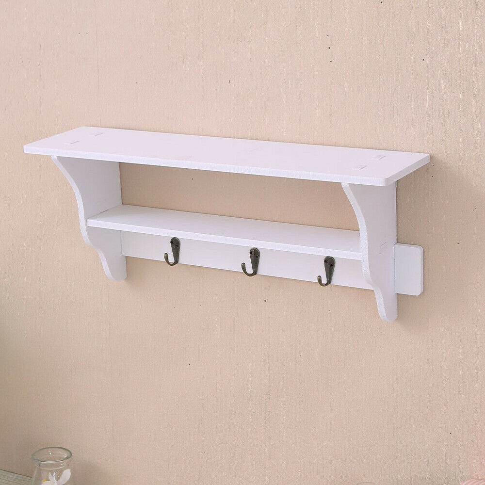 New White Floating Wall Shelves Display Storage Shelf Wall Wood Unit Rack UK