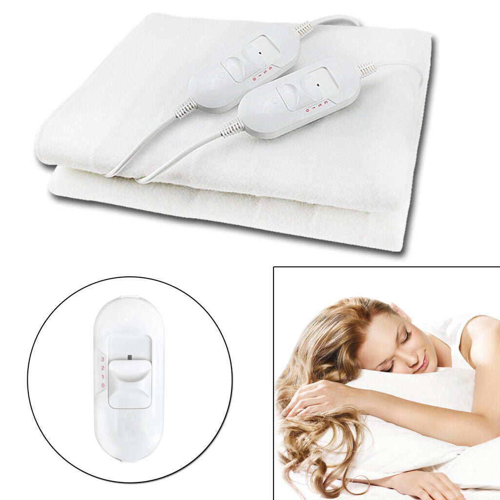 Electric Heated Throw Over Under Blanket Fleece Washable Polyester Warm Mattress