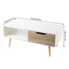 2 Tier Modern Coffee Table Rectangle Wood Living Room Storage Shelf 1 Drawer