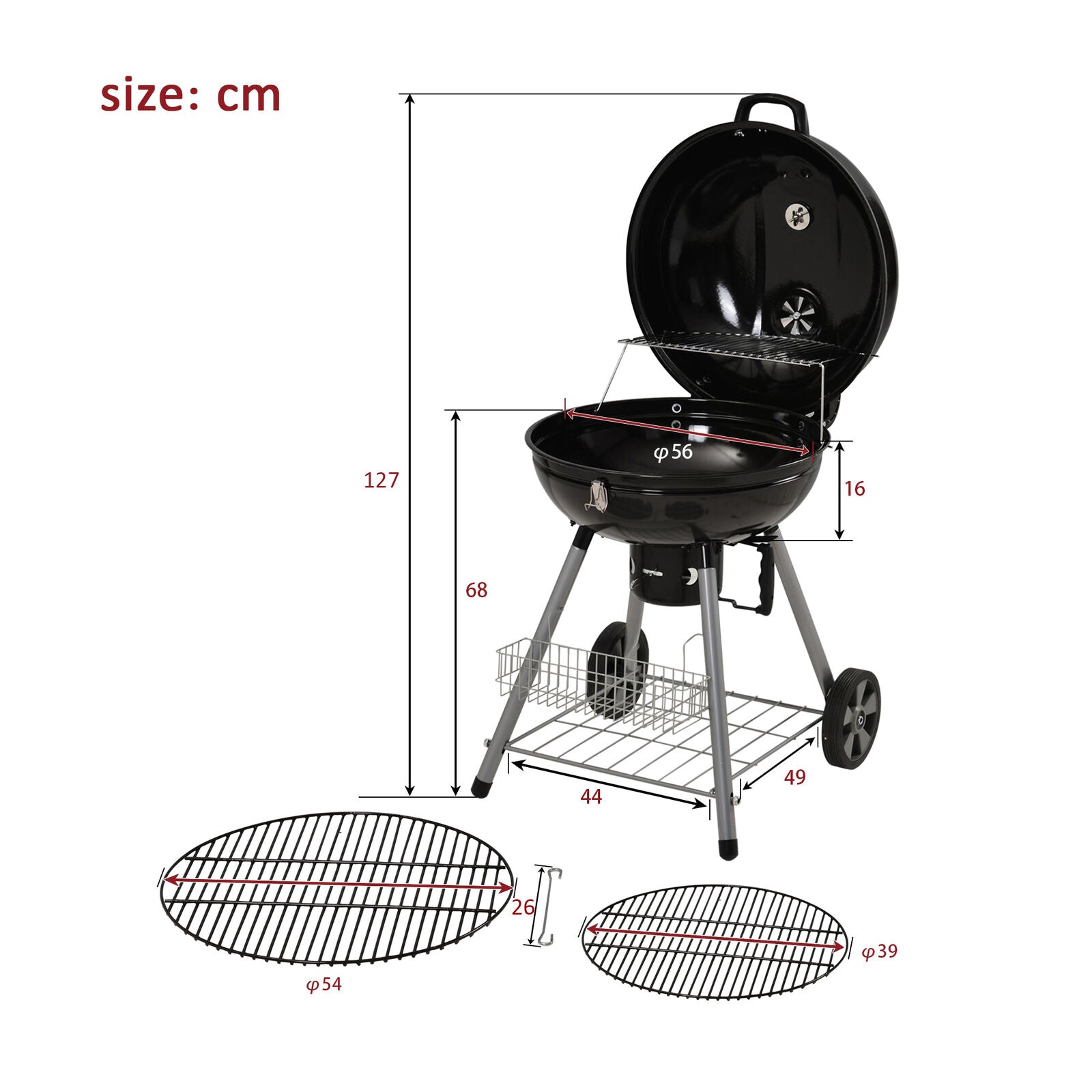 Kettle Barbecue BBQ Grill Charcoal Garden Outdoor Patio Party Round Standard