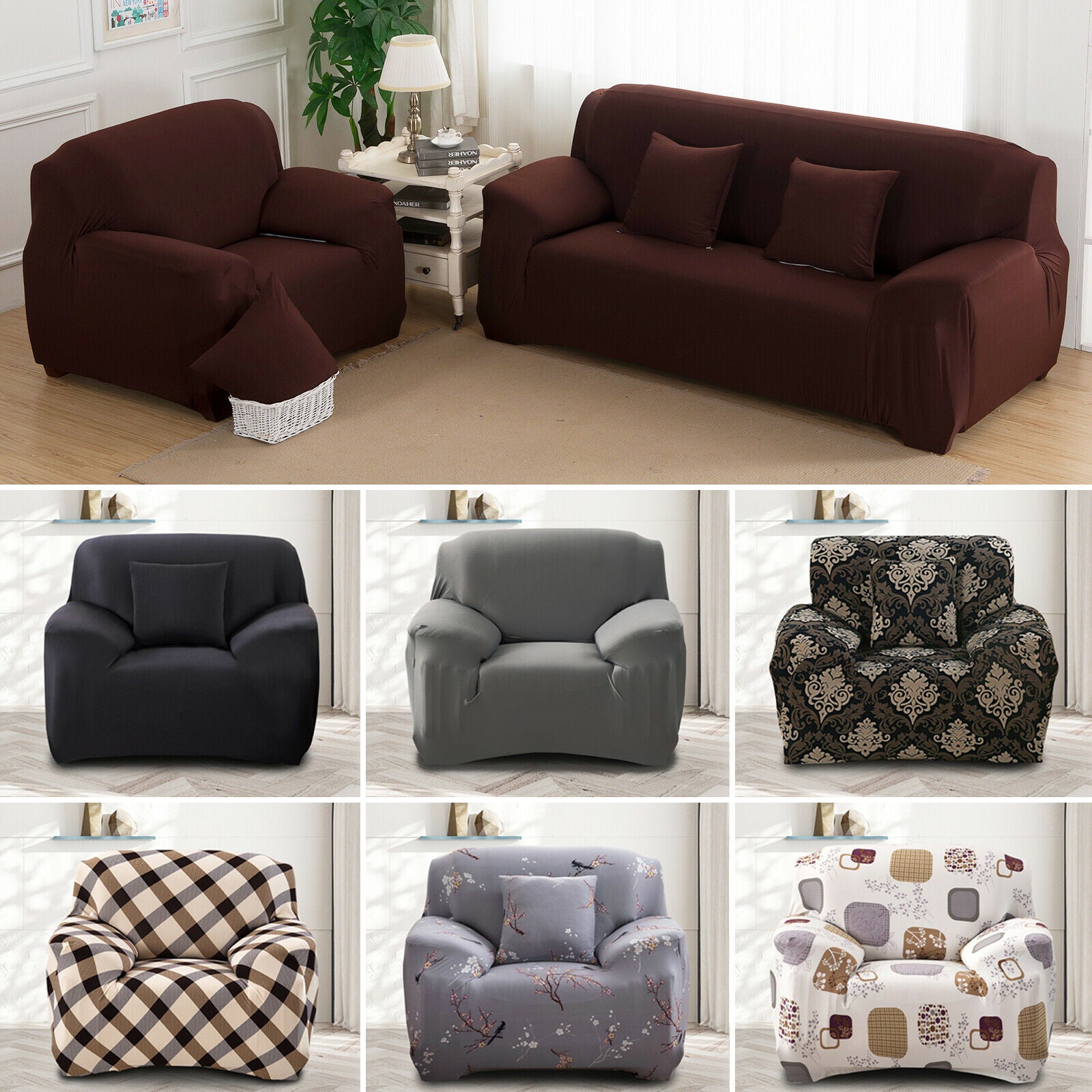 1/2/3 Seater Sofa Covers Slipcover Elastic Stretch Settee Protector Couch Floral