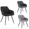 2xDining Chair Linen Counter Chair Steel Legs Tub Chair Armchair with Armrests