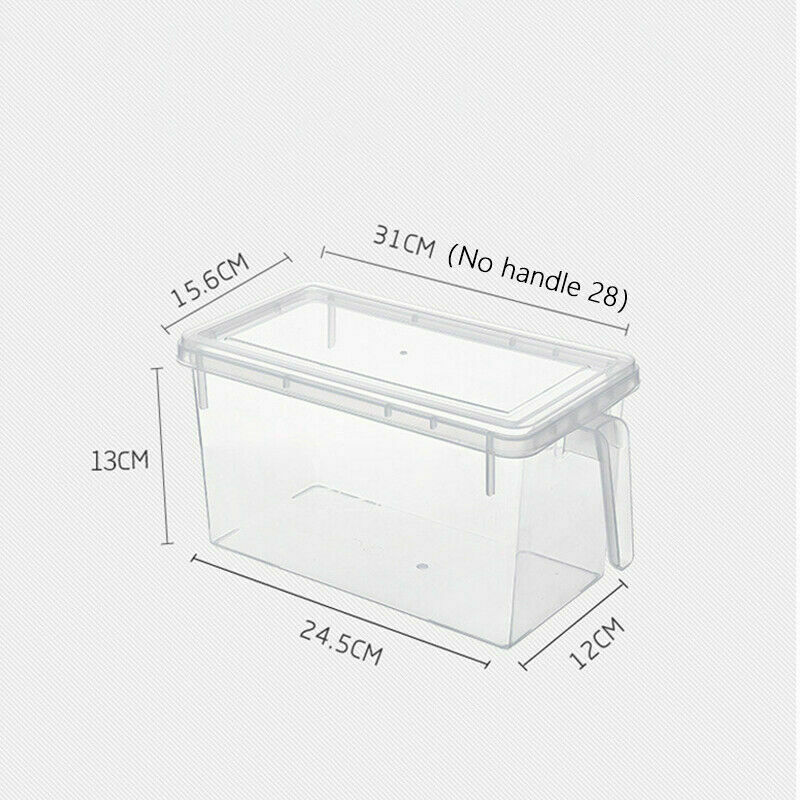4PCS Clear Fridge Box Holder Kitchen Organiser Food Cupboard Storage Container