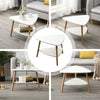 2 Tier Triangle Coffee Table with Solid Wood Legs Living Room Furniture Modern