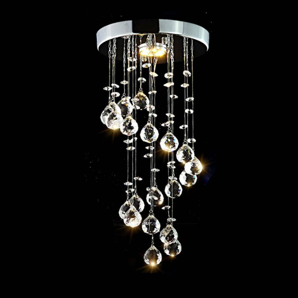 Chrome Crystal LED Ceiling Light Fitting Pendant Chandeliers Living Room