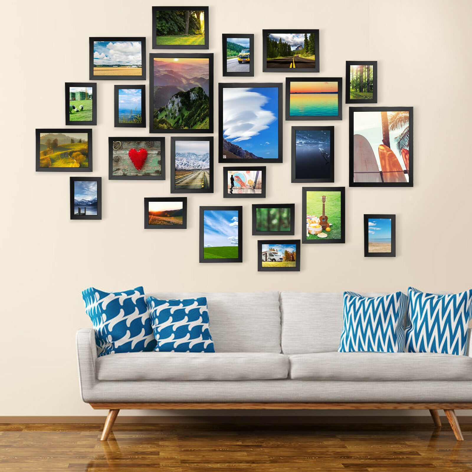 23PCS Multi-Picture Family Collage Photo Frame Frames Aperture Art Deco Wall Set