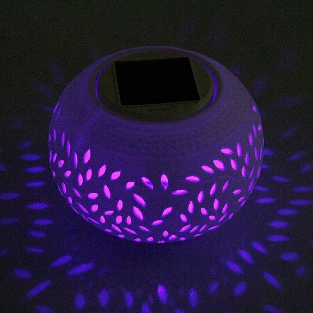 CERAMIC STONE COLOUR CHANGING LED SOLAR POWER LIGHT TABLE GARDEN OUTDOOR LAMP UK (DS-CLS)