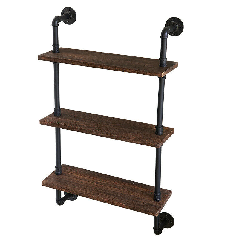 Rustic Industrial Pipe Wooden Metal Wall Floating Shelf Storage Shelving Unit UK