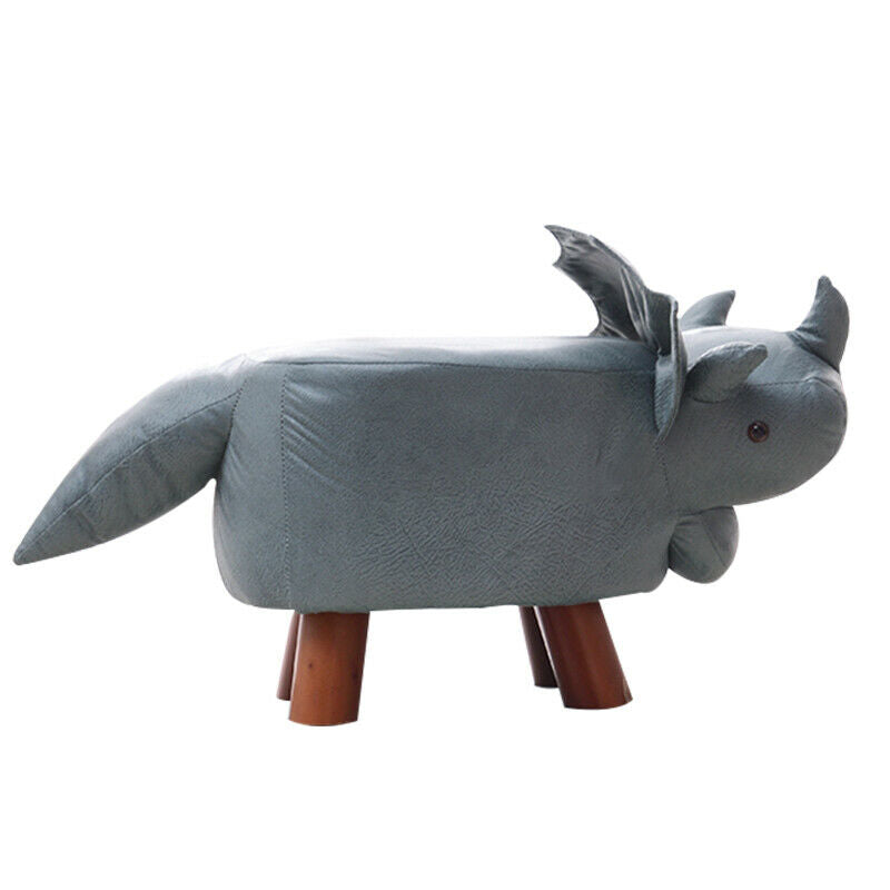 Kid's Fabric Animal Footstool Padded Cushion Rest Bedroom Pouffe Dinosaur